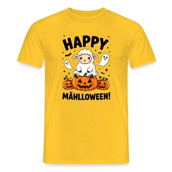 Schaf Happy Halloween Mählloween lustig Schäfer - Männer T-Shirt - Gelb - Vorne - AI Model Male 178 dark (178cm)