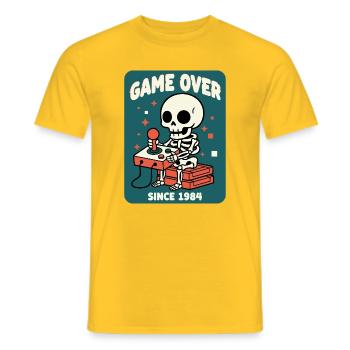 Game Over 1984 Retro Skeleton Arcade - Men's T-Shirt - yellow - Front - AI Model Male 178 dark (178cm)