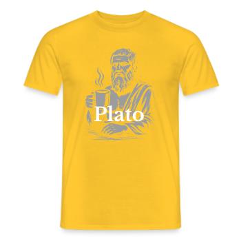 Plato Coffee Cup Portrait - Men's T-Shirt - yellow - Front - AI Model Male 178 dark (178cm)