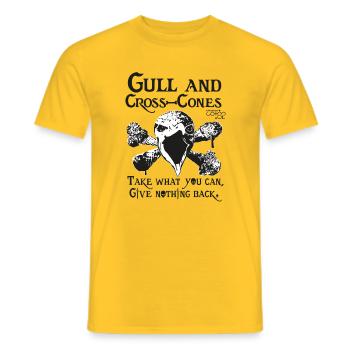 Gull and Cross Cones - Beware the seagulls! - Men's T-Shirt - yellow - Front - AI Model Male 178 dark (178cm)