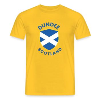 Dundee Shield Saltire Crest - Men's T-Shirt - yellow - Front - AI Model Male 178 dark (178cm)
