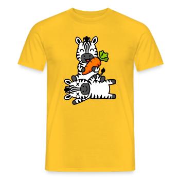 Mignons amis zèbres avec des carottes amusantes - T-shirt homme - jaune - Devant - AI Model Male 178 dark (178cm)