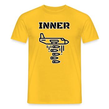 Inner War – Airplane Bombs Graphic Design - Men's T-Shirt - yellow - Front - AI Model Male 178 dark (178cm)