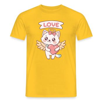 Cat Angel Heart Kawaii - Men's T-Shirt - yellow - Front - AI Model Male 178 dark (178cm)