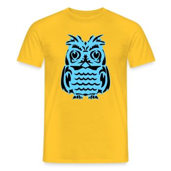 Light Blue Abstract Owl - Men's T-Shirt - yellow - Front - AI Model Male 178 dark (178cm)