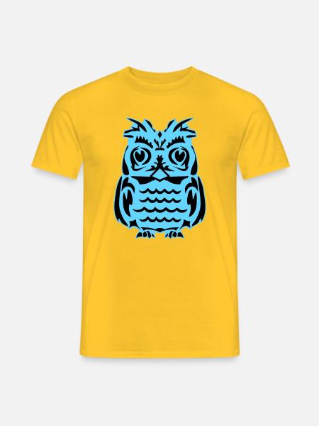 Light Blue Abstract Owl - Men's T-Shirt - yellow