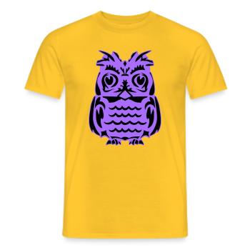 Purple Owl Silhouette - Men's T-Shirt - yellow - Front - AI Model Male 178 dark (178cm)
