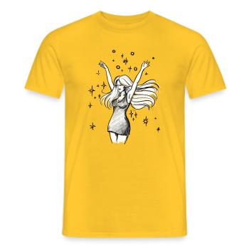 Autonomisation de la femme dansante - Illustration - T-shirt homme - jaune - Devant - AI Model Male 178 dark (178cm)