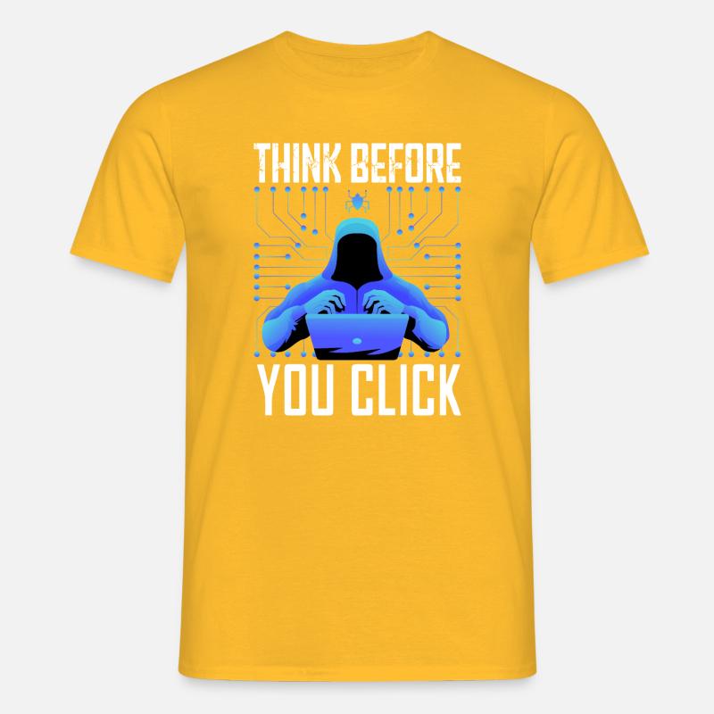 Hacker-Hacker-Hacker-Programmierer Linux Cybersicherheitsdaten - Männer T-Shirt - Gelb