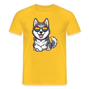 LGBT-Pride-Monat – Süßer Husky - Männer T-Shirt - Gelb - Vorne - AI Model Male 178 dark (178cm)