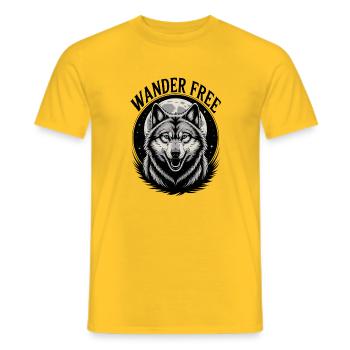 Wolf with the Moon - Men's T-Shirt - yellow - Front - AI Model Male 178 dark (178cm)