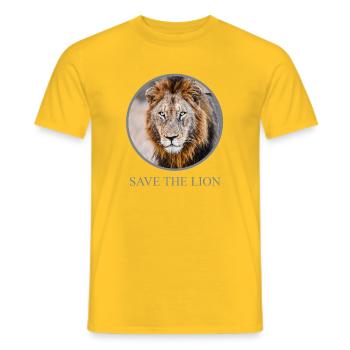 Lion Portrait – Save the Lion Campaign - Men's T-Shirt - yellow - Front - AI Model Male 178 dark (178cm)