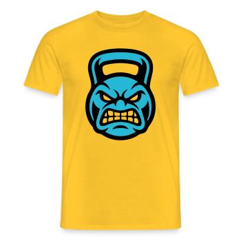 Kettlebell Gesicht Logo - Männer T-Shirt - Gelb - Vorne - AI Model Male 178 dark (178cm)