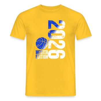 Basketball Master Shirt 2026, blue white - Men's T-Shirt - yellow - Front - AI Model Male 178 dark (178cm)