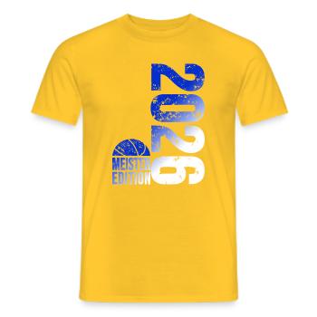 Basketball Master Shirt 2026, blue white - Men's T-Shirt - yellow - Front - AI Model Male 178 dark (178cm)