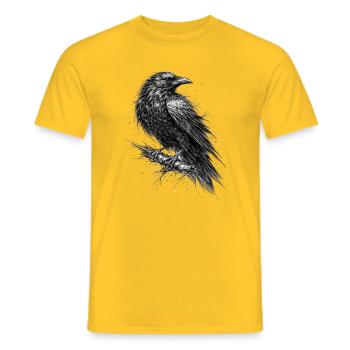 Raben-Skizze Gotische Grafik - Männer T-Shirt - Gelb - Vorne - AI Model Male 178 dark (178cm)