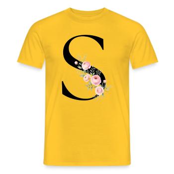 S Buchstabe Monogram Floral - Männer T-Shirt - Gelb - Vorne - AI Model Male 178 dark (178cm)