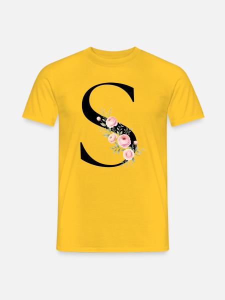 S Buchstabe Monogram Floral - Männer T-Shirt - Gelb