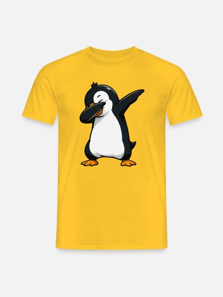 Dab-Pinguin Illustration - Männer T-Shirt - Gelb