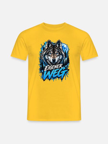 Neon-Wolf Mondnachtwald - Männer T-Shirt - Gelb