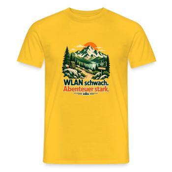 WLAN aus Abenteuer - Männer T-Shirt - Gelb - Vorne - AI Model Male 178 dark (178cm)