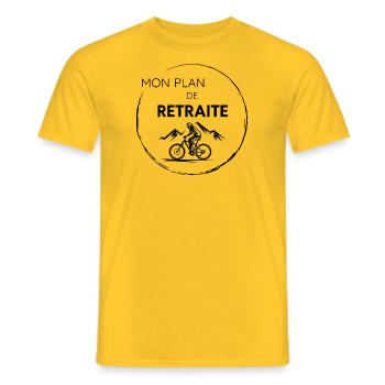 CADEAU CYCLISTE RETRAITÉ -CYCLISME DÉPART RETRAITE - T-shirt homme - jaune - Devant - AI Model Male 178 dark (178cm)
