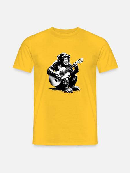 Monkey Orchestra Guitar Street Art Banksy Style - Men's T-Shirt - yellow