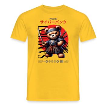 Samurai Teddy Japan - Men's T-Shirt - yellow - Front - AI Model Male 178 dark (178cm)