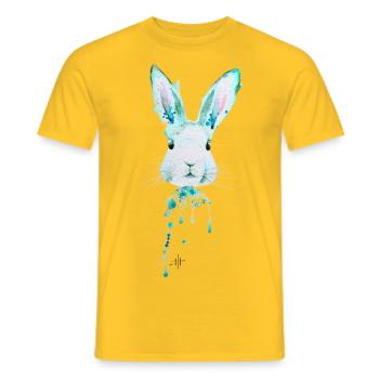 Hase Neon Blau - Männer T-Shirt - Gelb - Vorne - AI Model Male 178 dark (178cm)