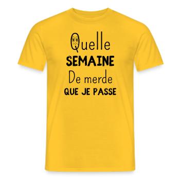 Quelle semaine de merde que je passe - T-shirt homme - jaune - Devant - AI Model Male 178 dark (178cm)