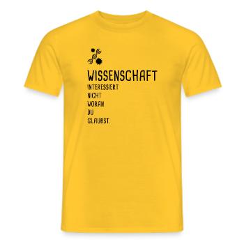 Wissenschaft - nicht Glaube - Biologie - Männer T-Shirt - Gelb - Vorne - AI Model Male 178 dark (178cm)