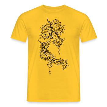 Sketching Art – Fantasy Flowers 1 - Men's T-Shirt - yellow - Front - AI Model Male 178 dark (178cm)