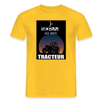 Je serai sur mon tracteur - T-shirt homme - jaune - Devant - AI Model Male 178 dark (178cm)