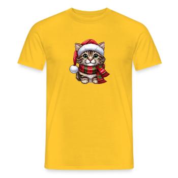Santa Claus Cat - Men's T-Shirt - yellow - Front - AI Model Male 178 dark (178cm)