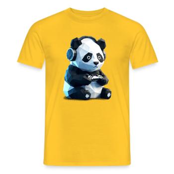 Gaming Panda Low Poly Design für Zocker - Männer T-Shirt - Gelb - Vorne - AI Model Male 178 dark (178cm)