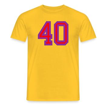 40. 40 ANS. 40e ANNIVERSAIRE. ANNIVERSAIRE 40 ANS. - T-shirt homme - jaune - Devant - AI Model Male 178 dark (178cm)