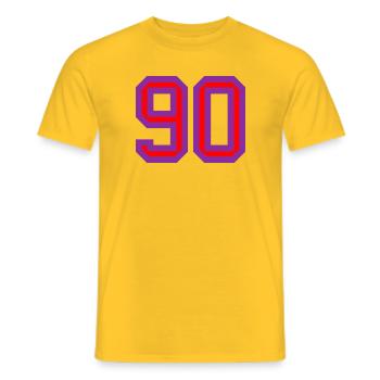 90. 90 JAHRE. 90-JÄHRIGES JUBILÄUM. 90-JÄHRIGES JUBILÄUM. - Männer T-Shirt - Gelb - Vorne - AI Model Male 178 dark (178cm)