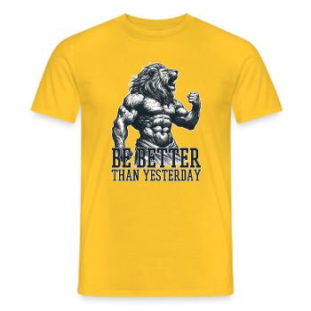 Be Better Than Yesterday Leo Motivation Gift - Men's T-Shirt - yellow - Front - AI Model Male 178 dark (178cm)