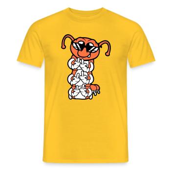 Lunettes de soleil Caterpillar avec doigt d'honneur et insulte cool - T-shirt homme - jaune - Devant - AI Model Male 178 dark (178cm)