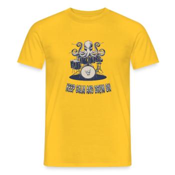 Keep Calm and Drum On - Men's T-Shirt - yellow - Front - AI Model Male 178 dark (178cm)