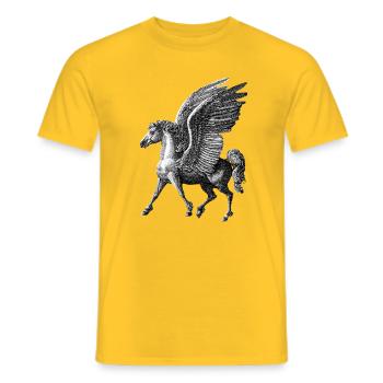 Winged Pegasus – Mythological Engraving - Men's T-Shirt - yellow - Front - AI Model Male 178 dark (178cm)