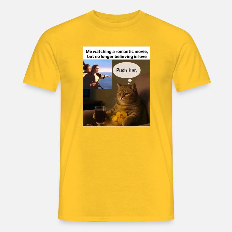 Katze Meme Push Romantik - Männer T-Shirt - Gelb