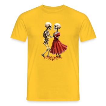 Red Skeletal Dance - Men's T-Shirt - yellow - Front - AI Model Male 178 dark (178cm)