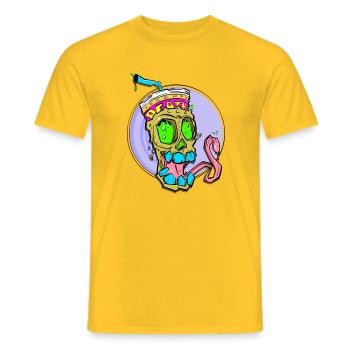 Neon Schädel mit Farbschock - Männer T-Shirt - Gelb - Vorne - AI Model Male 178 dark (178cm)