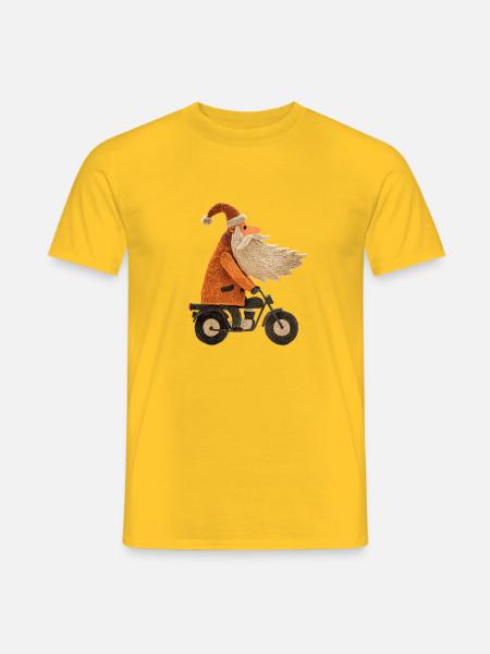Weihnachtsmann auf Motorrad - Männer T-Shirt - Gelb