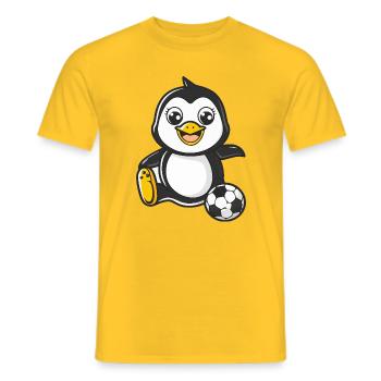 Penguin player with soccer ball - Men's T-Shirt - yellow - Front - AI Model Male 178 dark (178cm)
