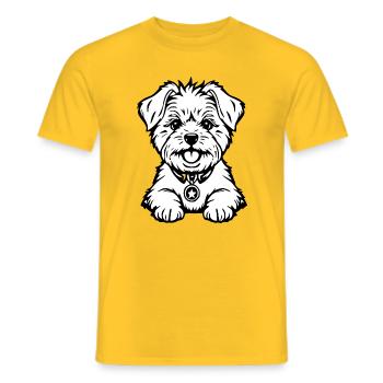 Dog White White Dog Dog Head T-shirt Gift - Men's T-Shirt - yellow - Front - AI Model Male 178 dark (178cm)