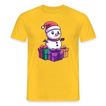 Snowman Christmas Gifts - Men's T-Shirt - yellow - Front - AI Model Male 178 dark (178cm)