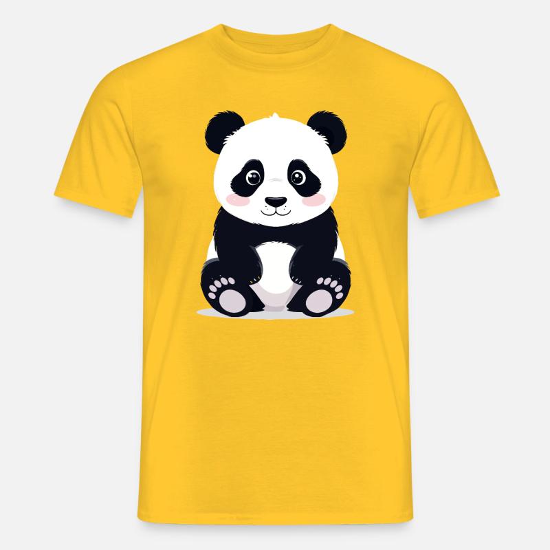 Sitzender Kuschelpanda kleiner süßer Pandabär - Männer T-Shirt - Gelb