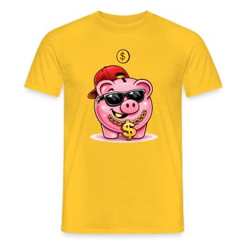 Tirelire sympa avec chaîne à un dollar - T-shirt homme - jaune - Devant - AI Model Male 178 dark (178cm)